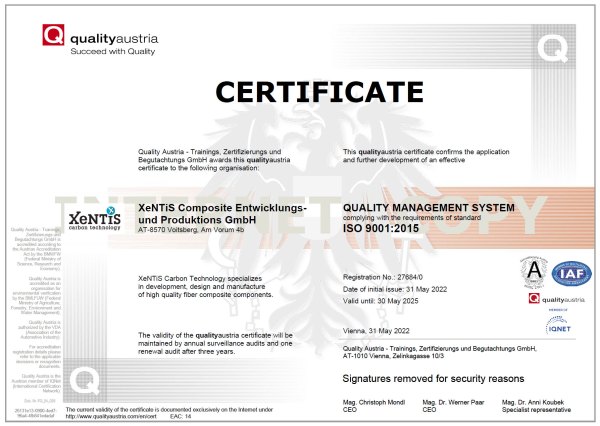 XeNTiS goes ISO 9001:2015